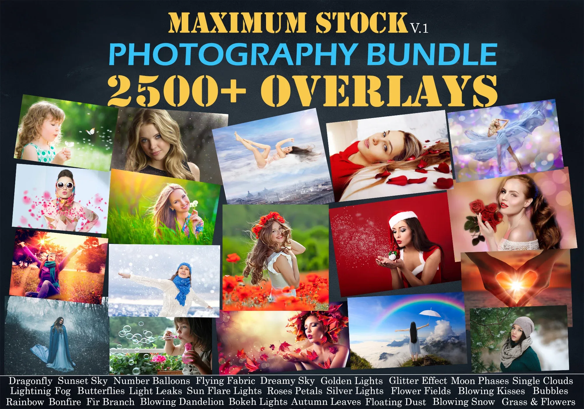 2500+ Photo Overlays MEGA Bundle, Overlays for Photoshop, Photography BUNDLE, Sunset Sky, blowing glitter overlays, digital photo backdrop