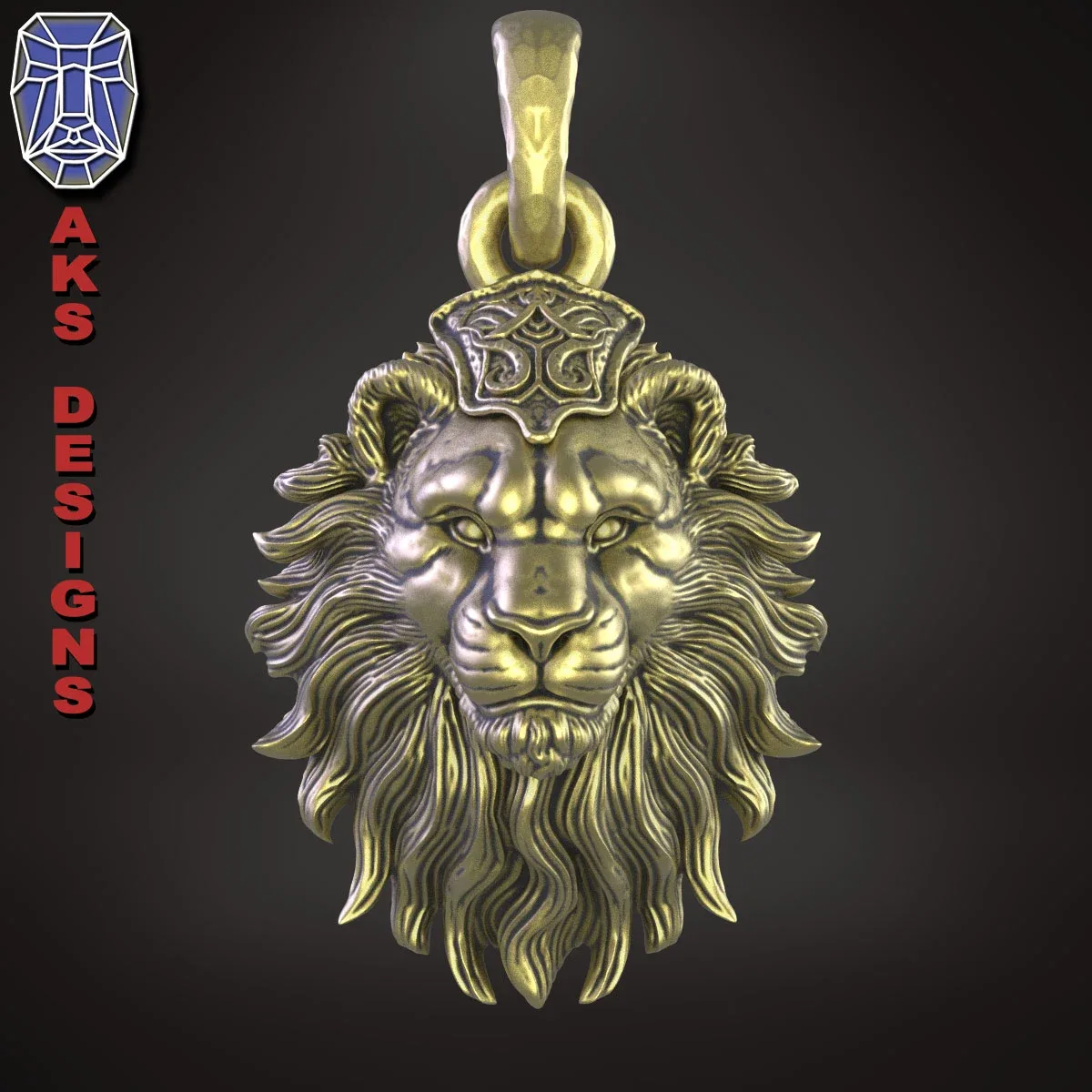 Pendant jewelry animal lion v175 3D print model