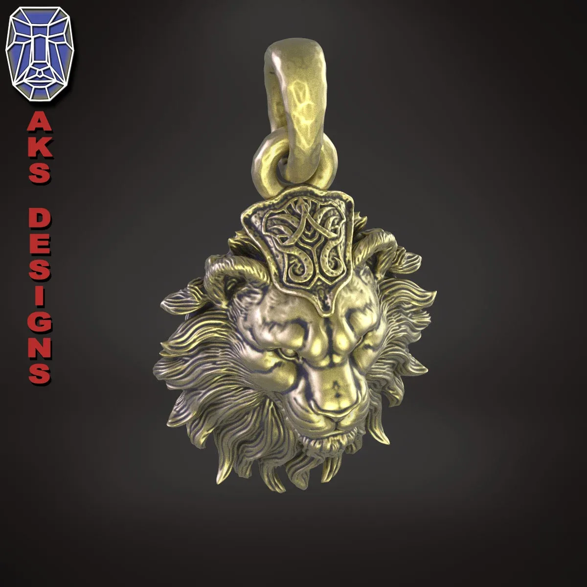 Pendant jewelry animal lion v175 3D print model