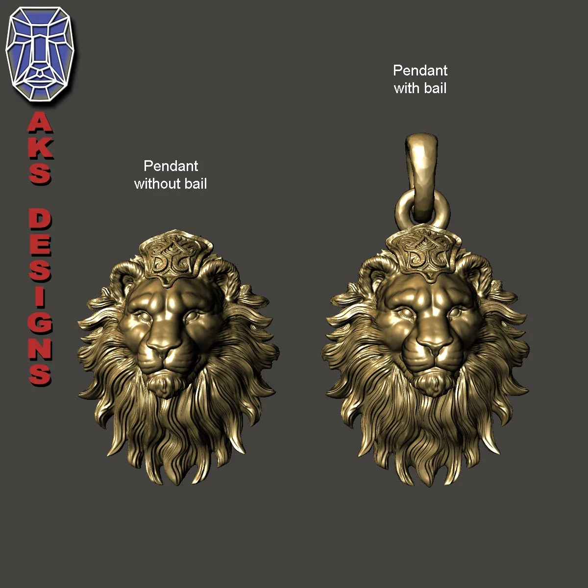 Pendant jewelry animal lion v175 3D print model