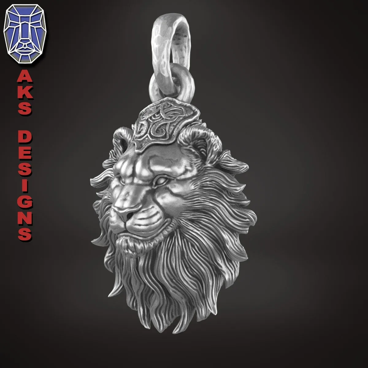 Pendant jewelry animal lion v175 3D print model