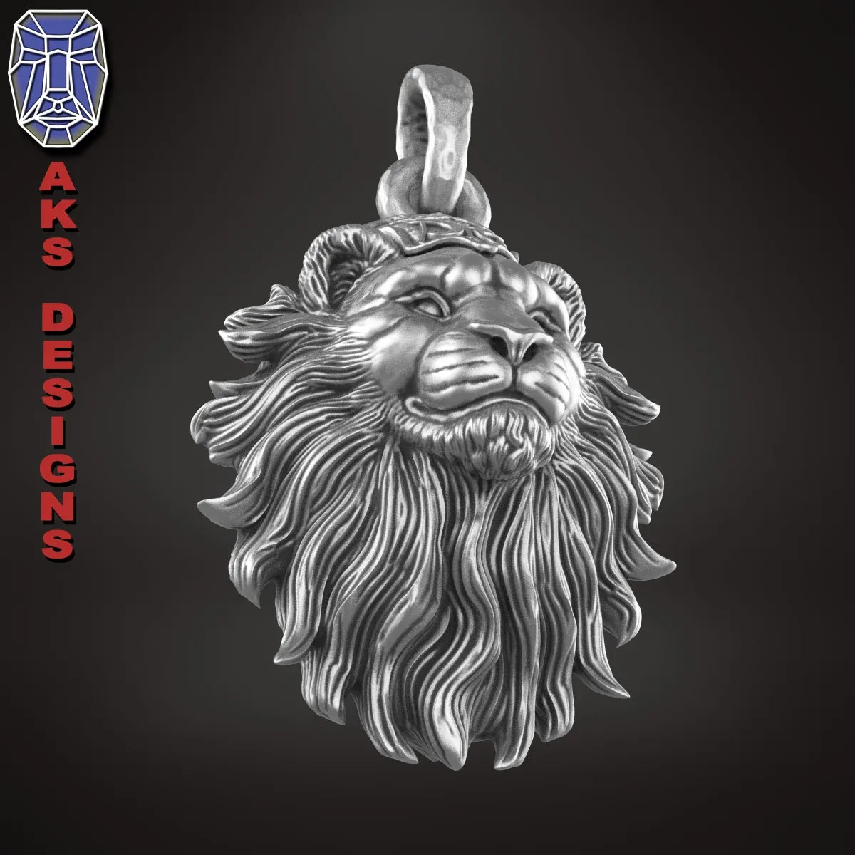 Pendant jewelry animal lion v175 3D print model