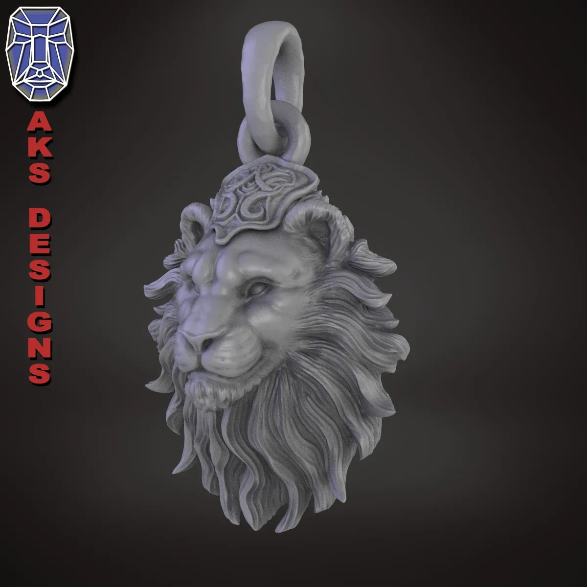 Pendant jewelry animal lion v175 3D print model