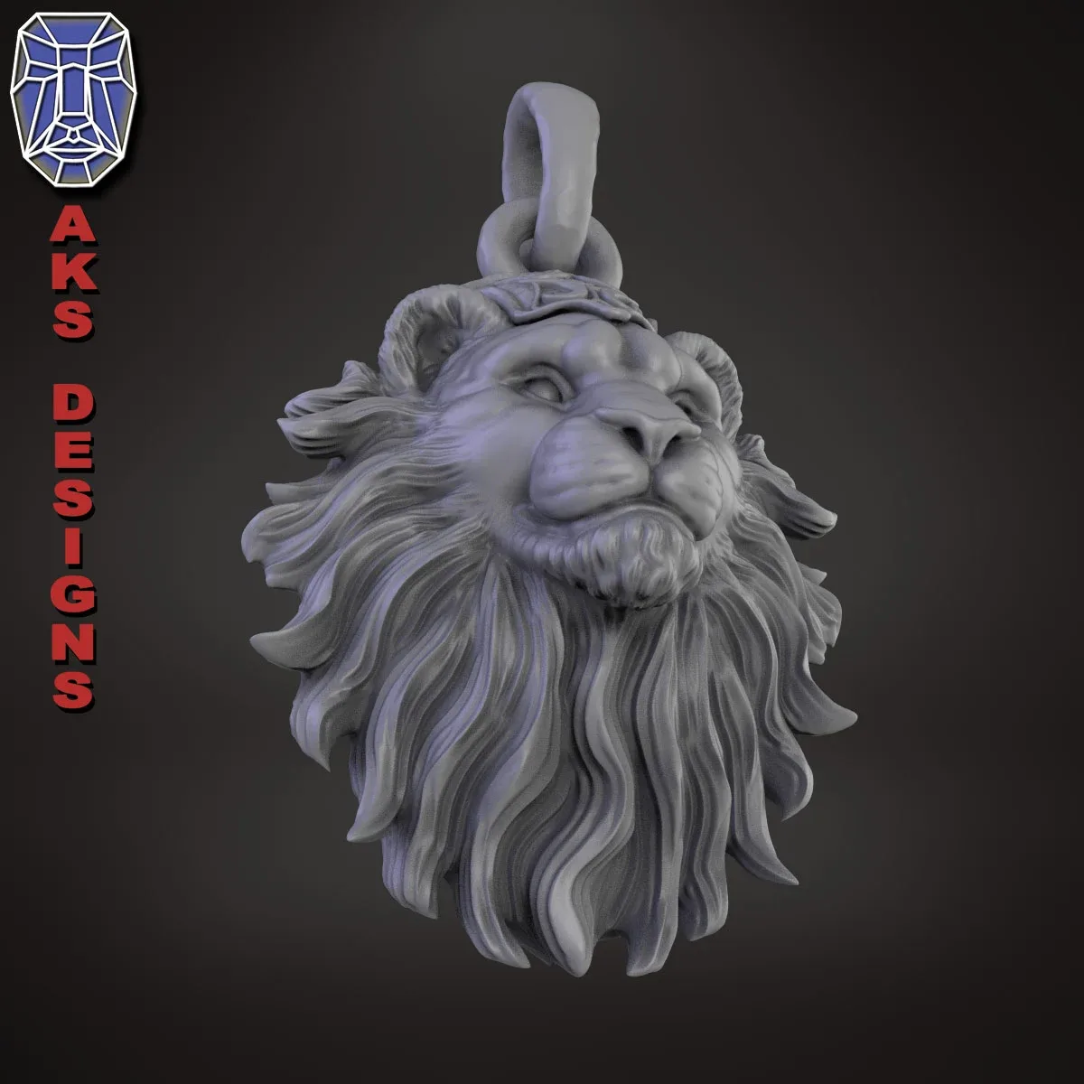 Pendant jewelry animal lion v175 3D print model