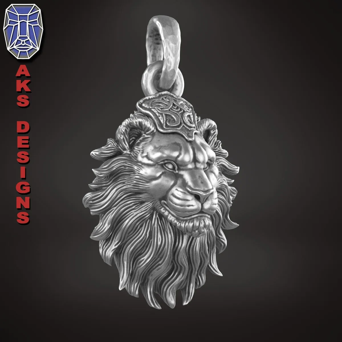 Pendant jewelry animal lion v175 3D print model