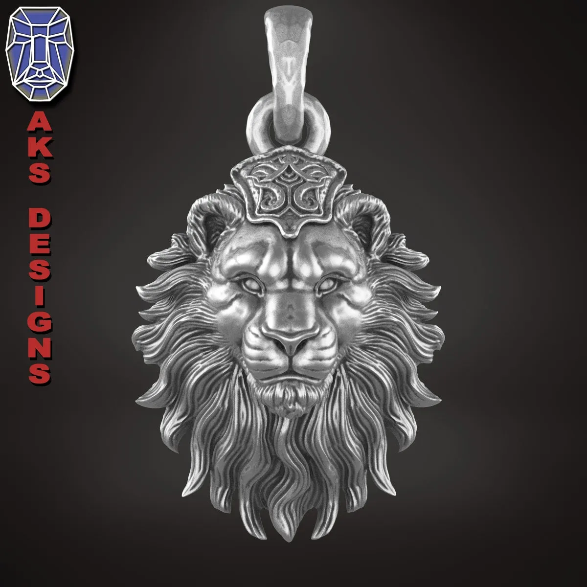 Pendant jewelry animal lion v175 3D print model