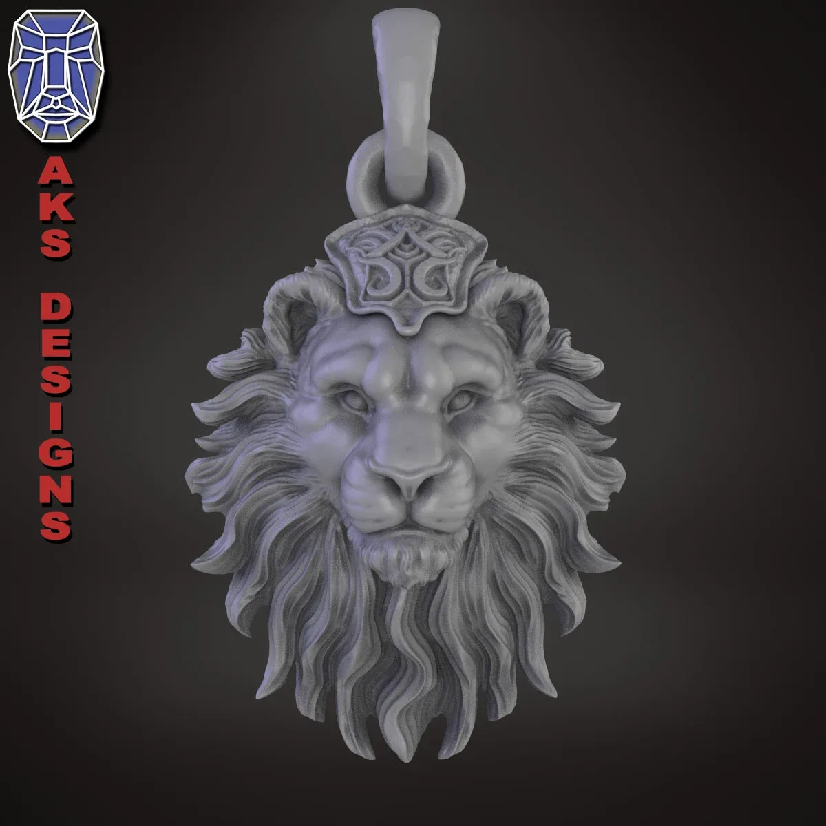 Pendant jewelry animal lion v175 3D print model