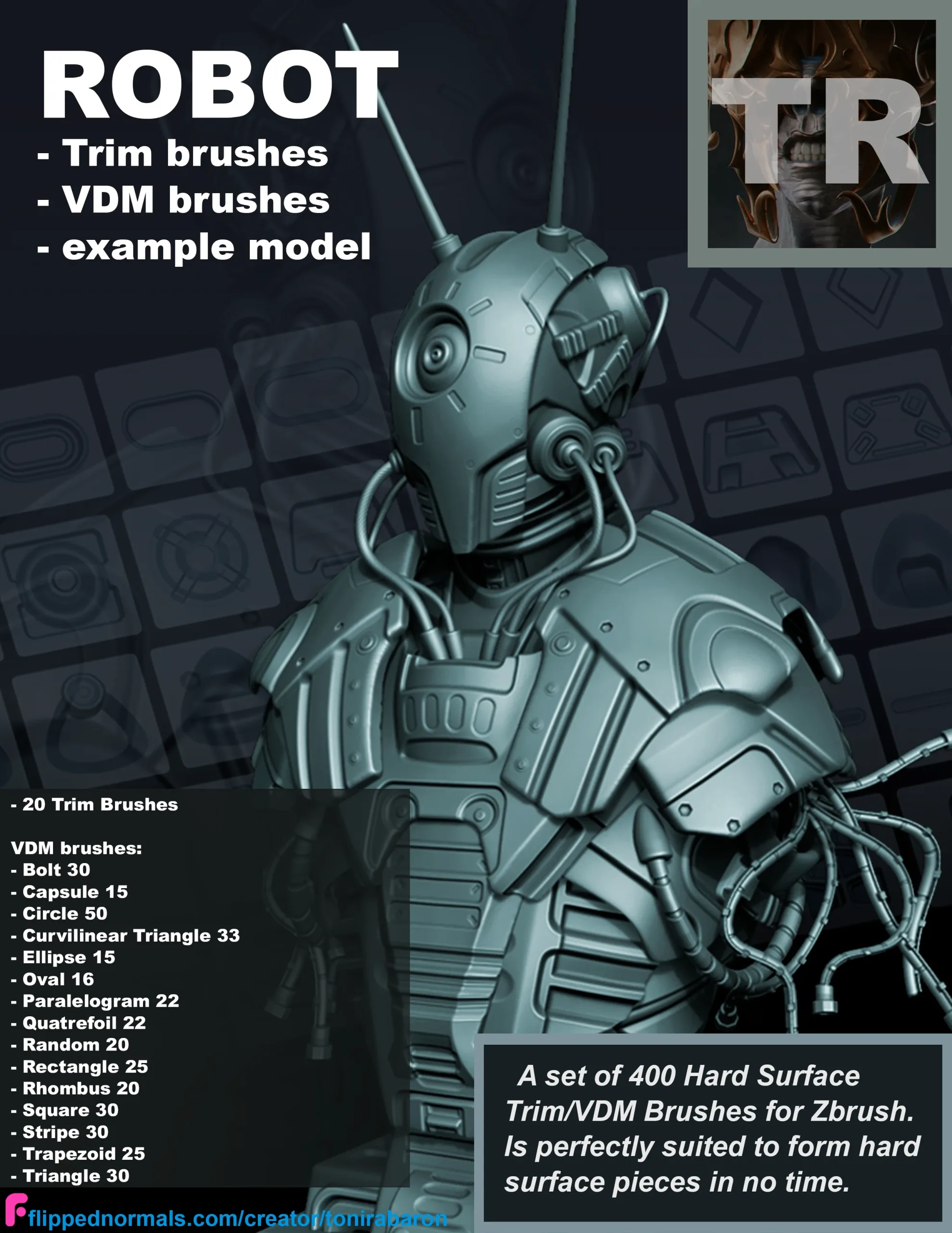 Robot | 380 Hard Surface VDM Brushes for Zbrush