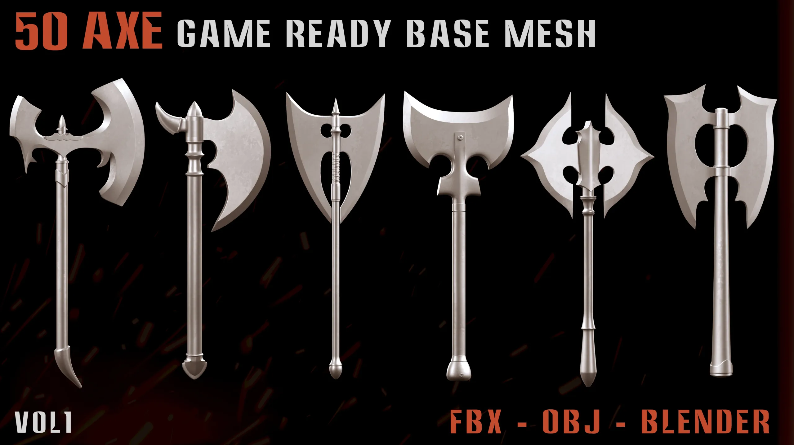 50 Axe Game Ready Base Mesh – Vol.01