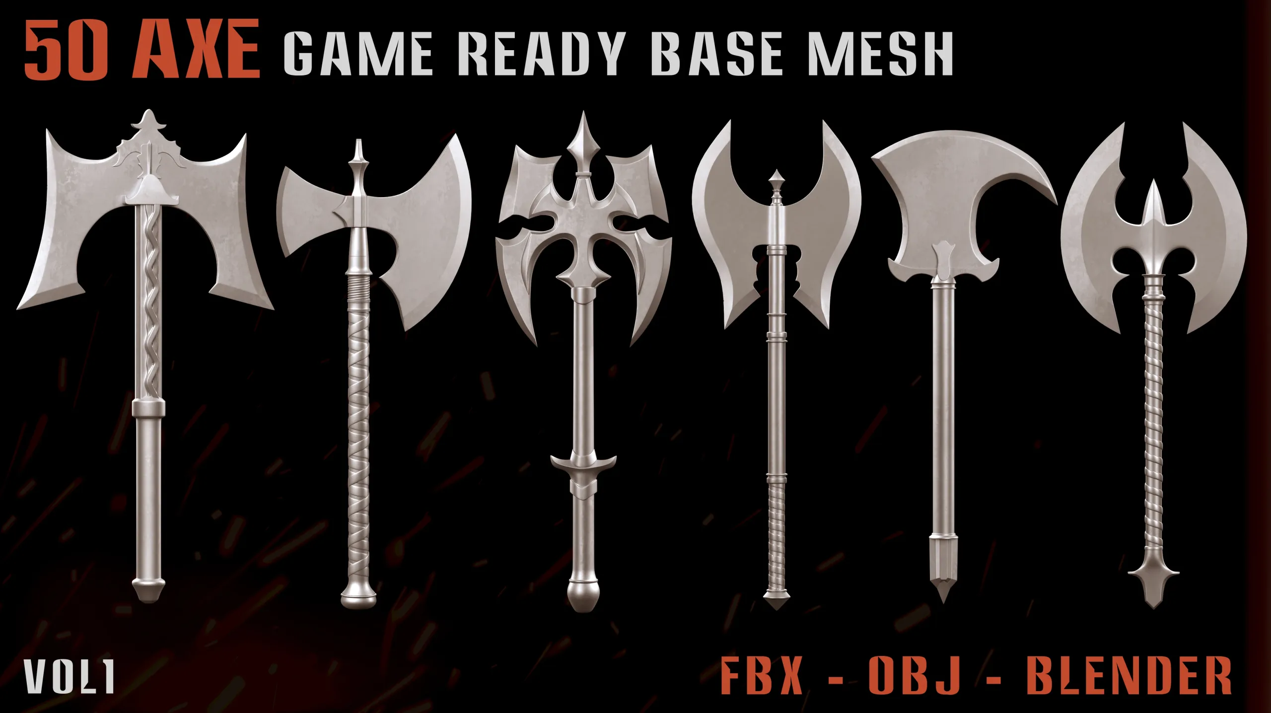 50 Axe Game Ready Base Mesh – Vol.01