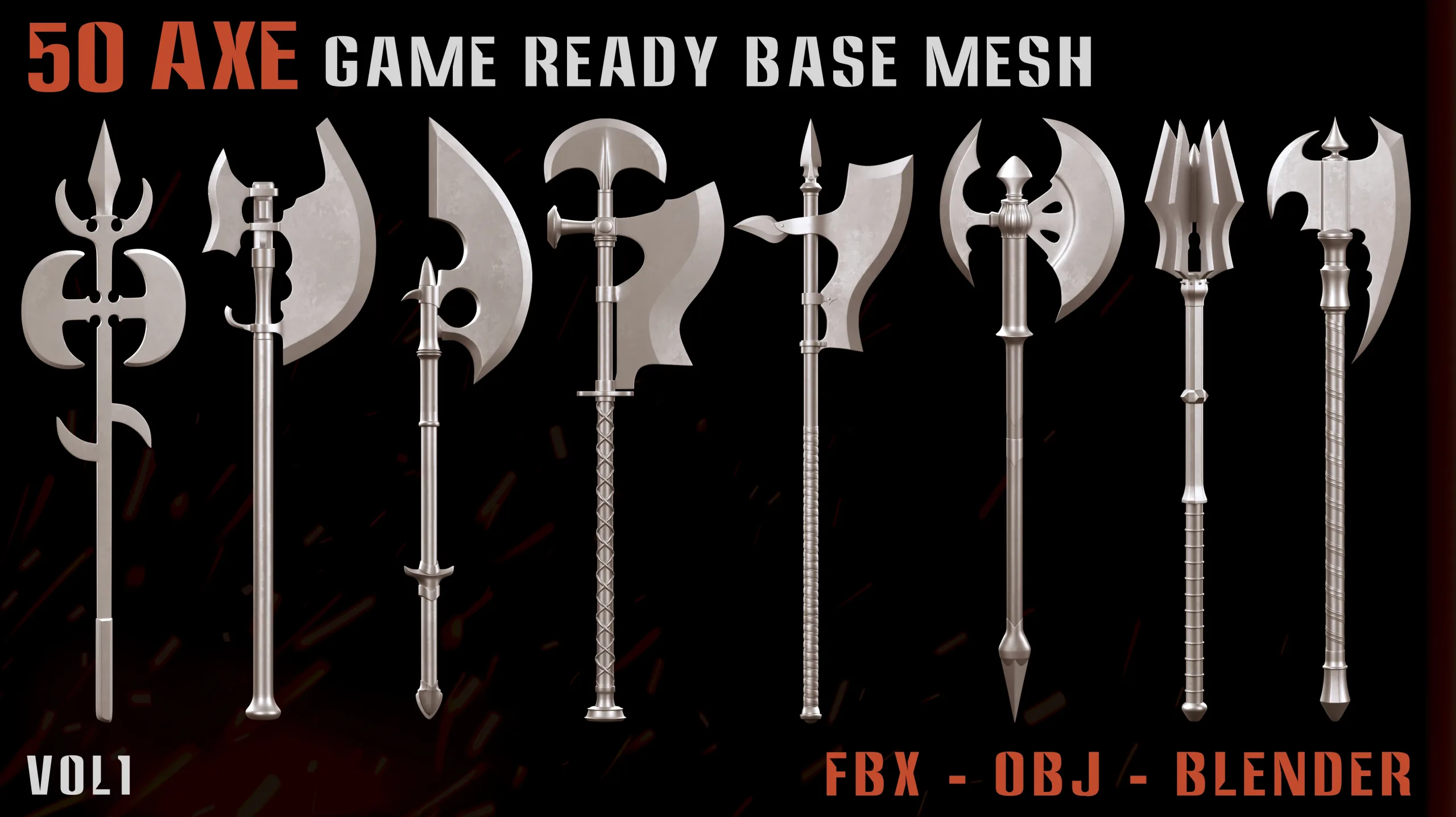 50 Axe Game Ready Base Mesh – Vol.01