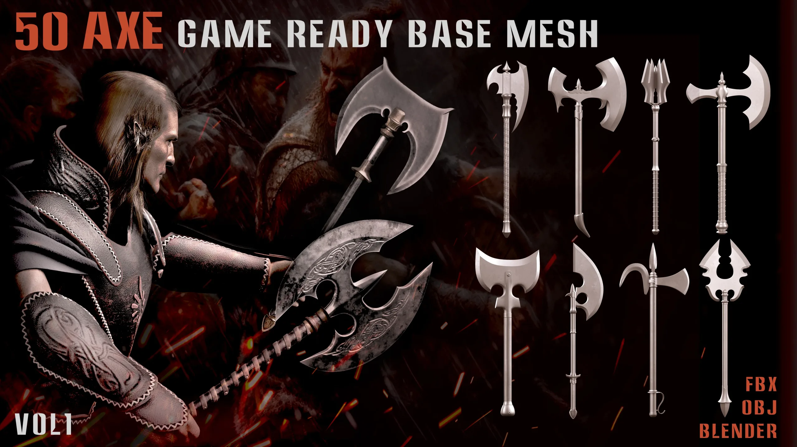 50 Axe Game Ready Base Mesh – Vol.01