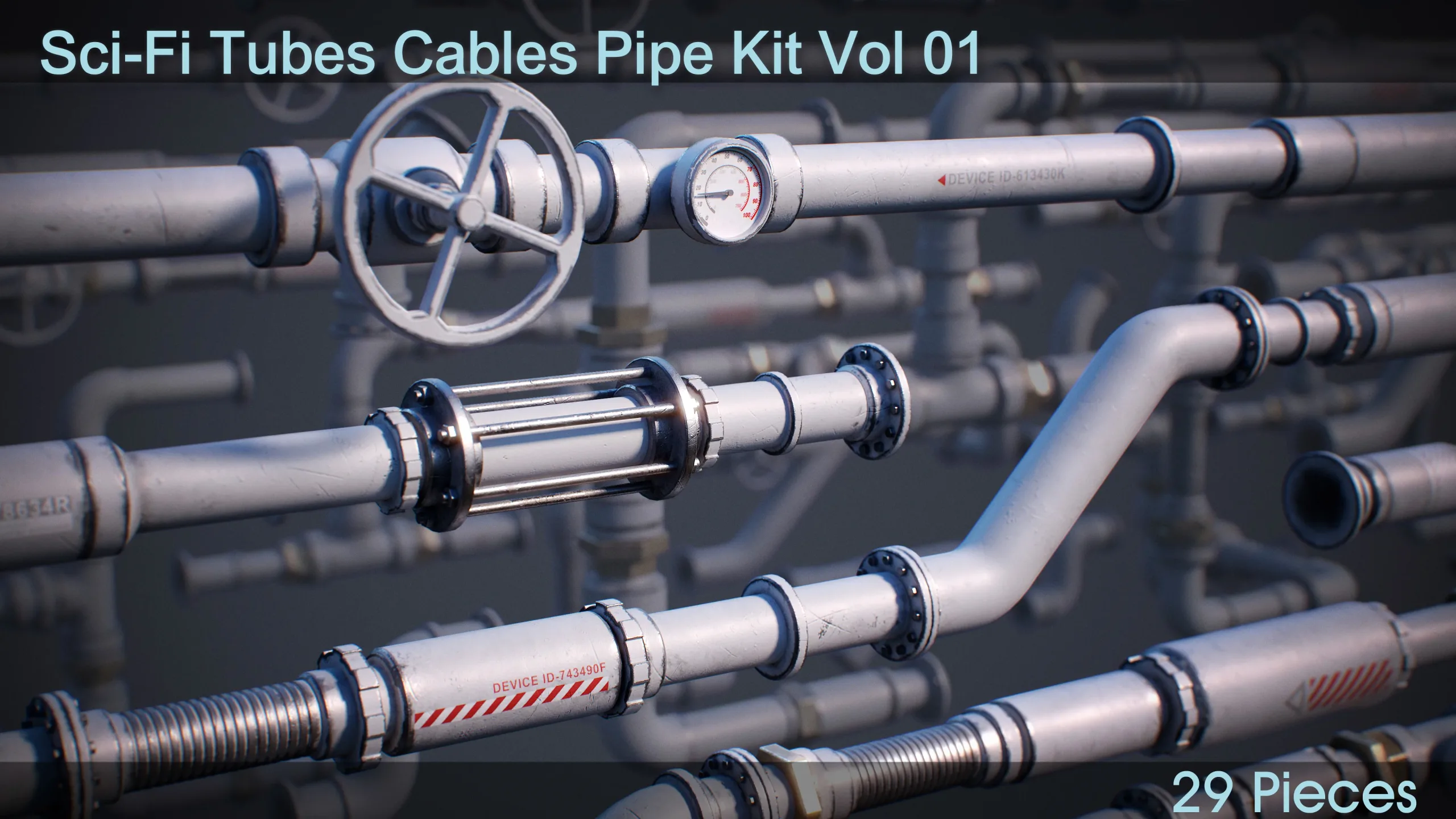 Sci-Fi Tubes Cables Pipe Kit Vol 01-PBR