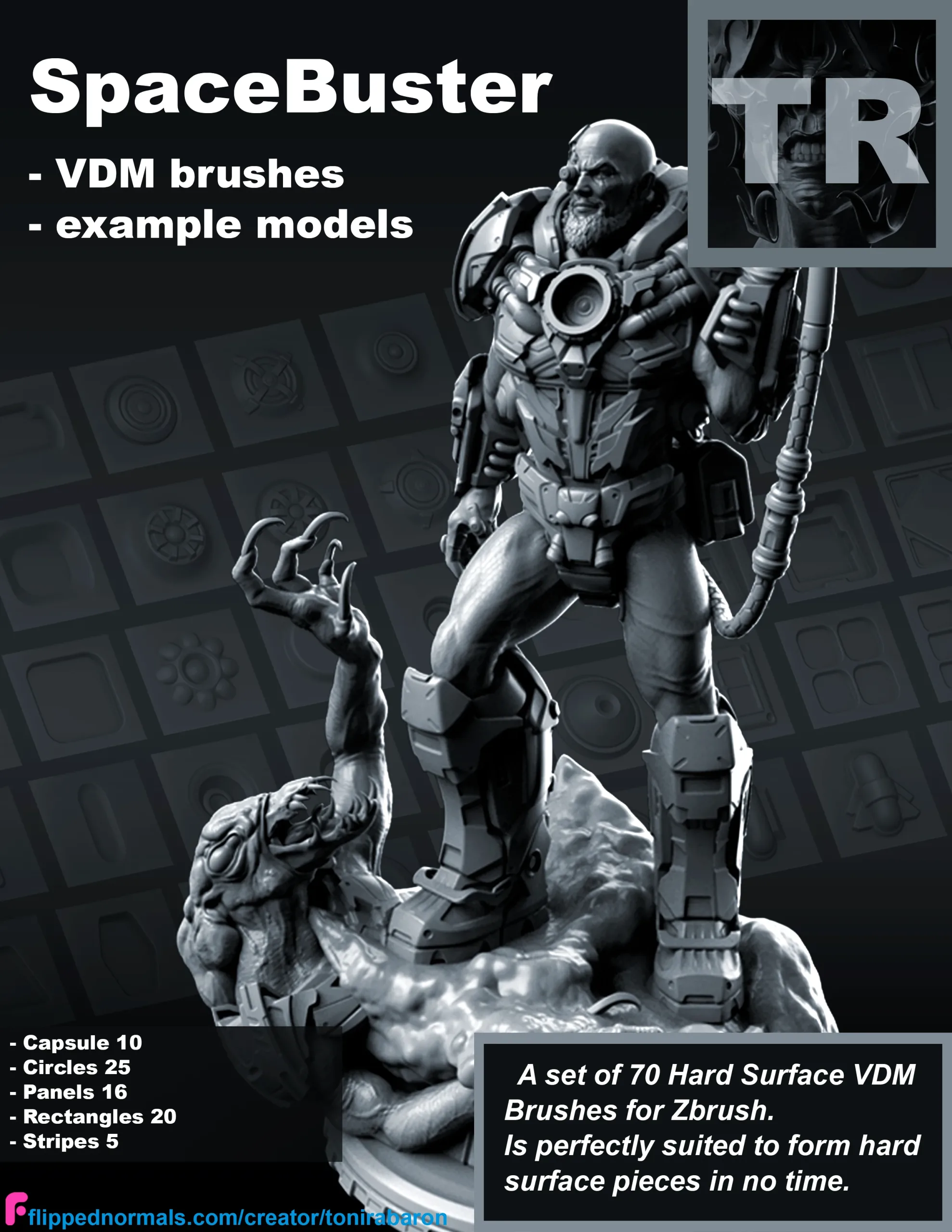 Spacebuster | 70 Hard Surface VDM Brushes for Zbrush