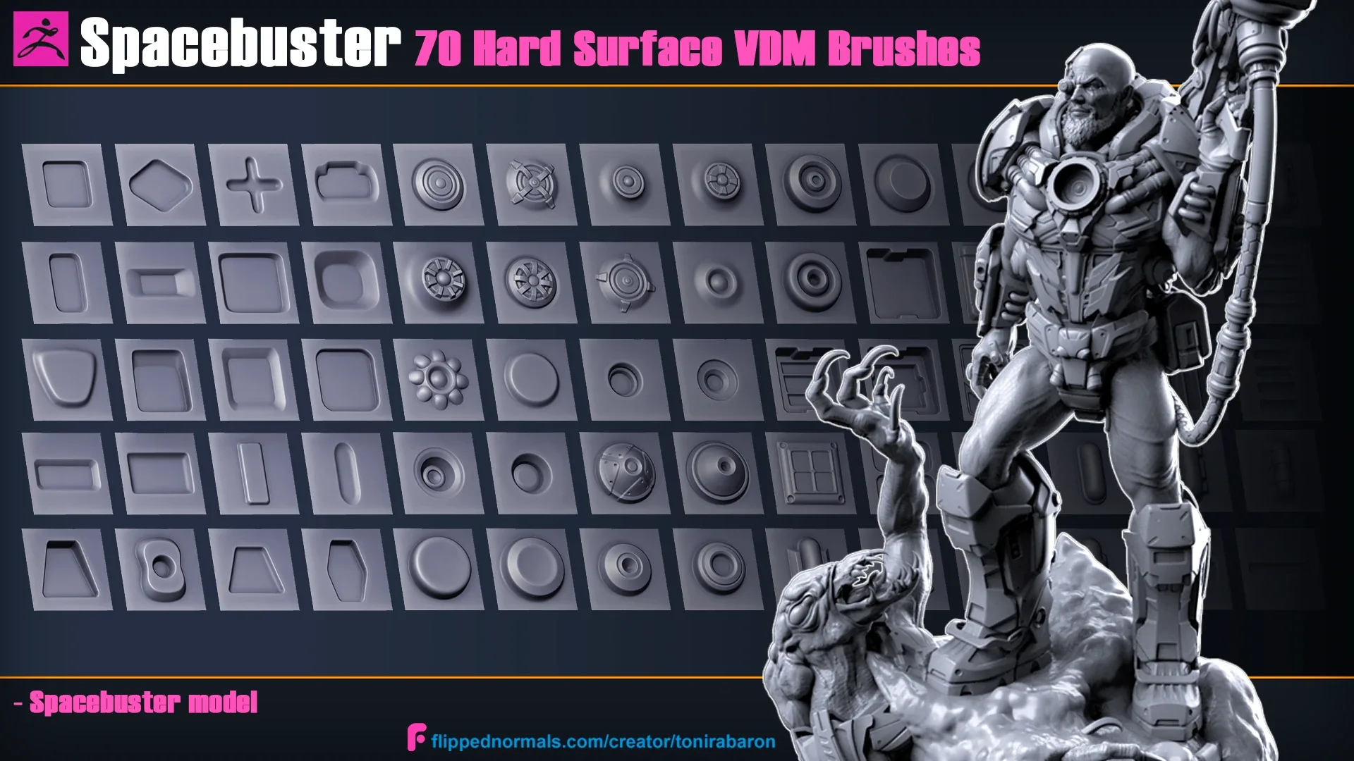 Spacebuster | 70 Hard Surface VDM Brushes for Zbrush