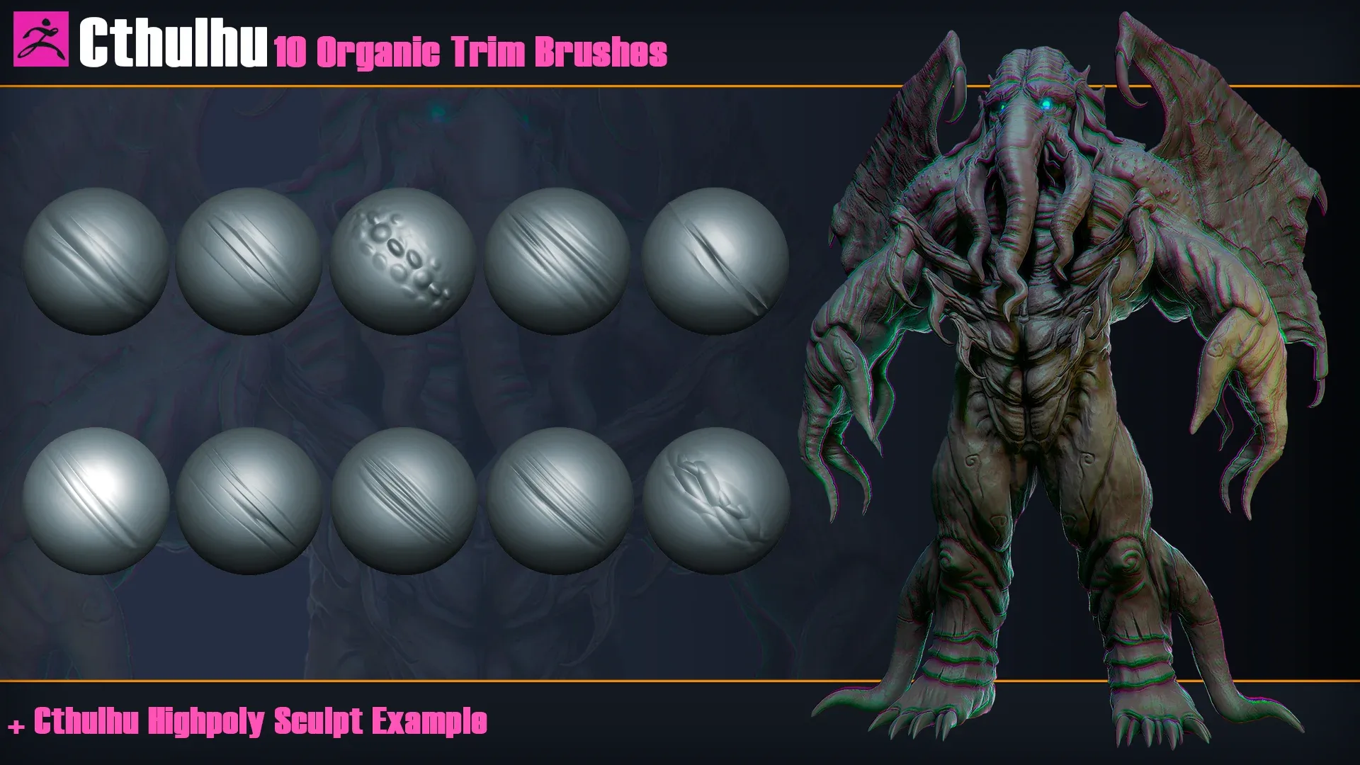 Cthulhu | 10 Organic Trim Brushes for Zbrush