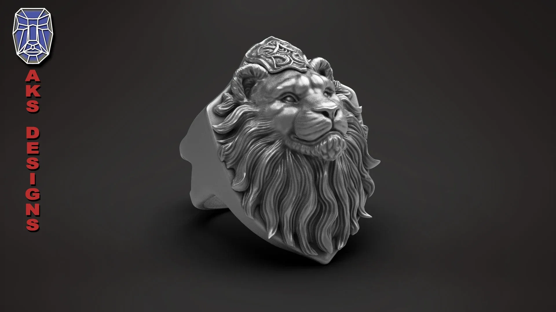 Ring animal jewelry lion v175 3D print mode