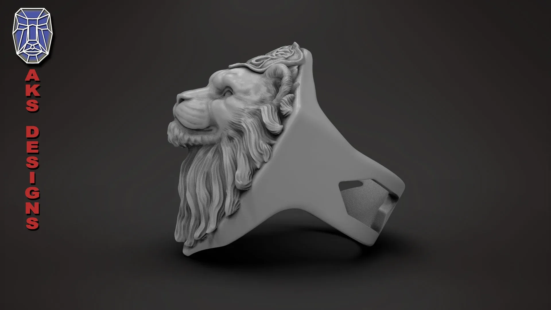 Ring animal jewelry lion v175 3D print mode