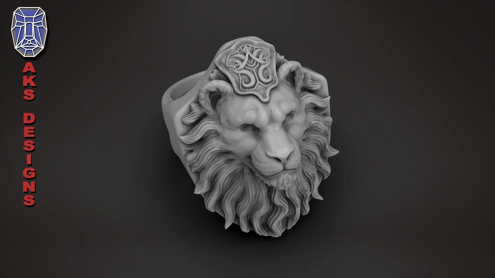 Ring animal jewelry lion v175 3D print mode