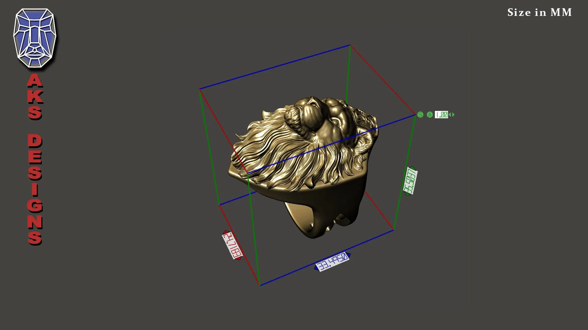 Ring animal jewelry lion v175 3D print mode