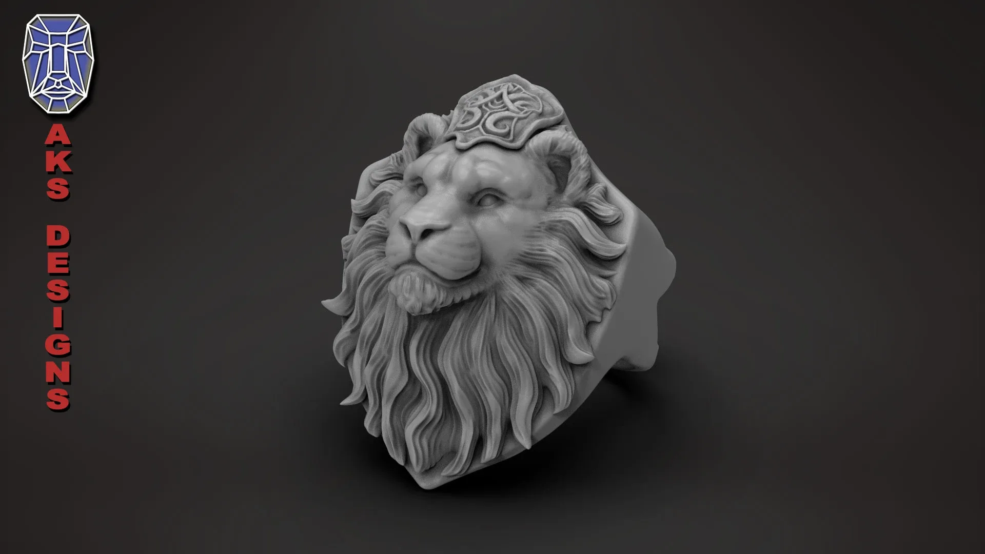 Ring animal jewelry lion v175 3D print mode