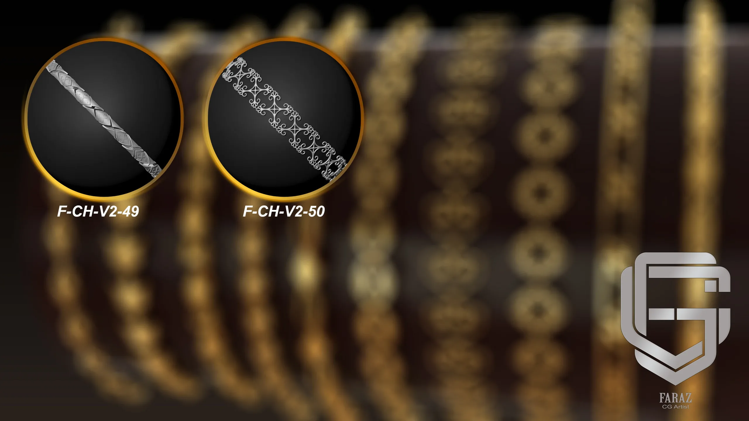 50 Chain 3D Model and Curve brush Vol 2