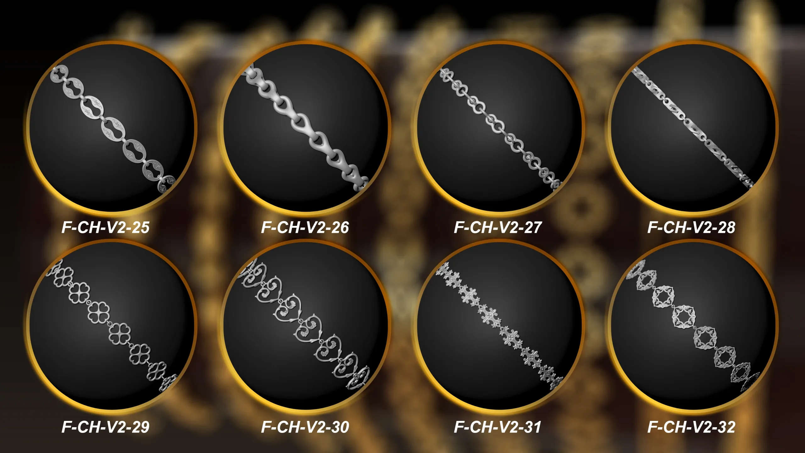 50 Chain 3D Model and Curve brush Vol 2