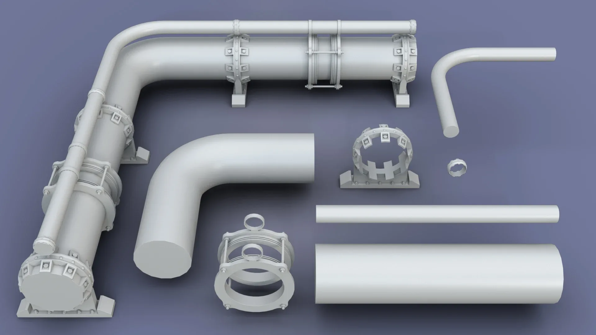 Industrial Modular Low Poly Tubes - 20 pieces