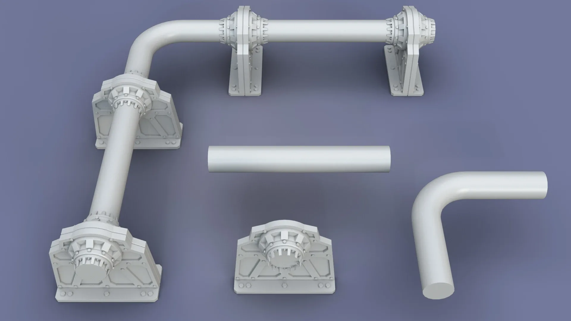 Industrial Modular Low Poly Tubes - 20 pieces