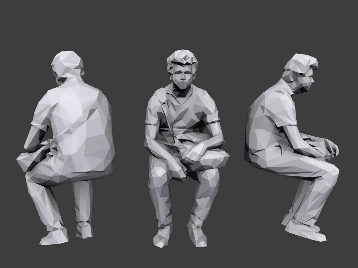 Lowpoly People Casual Sitting Pack Volume 2