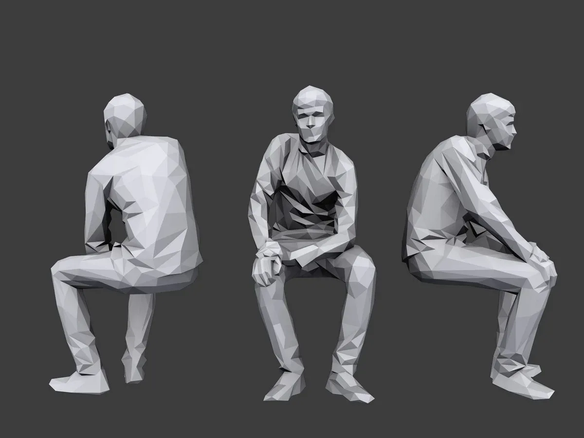 Lowpoly People Casual Sitting Pack Volume 2