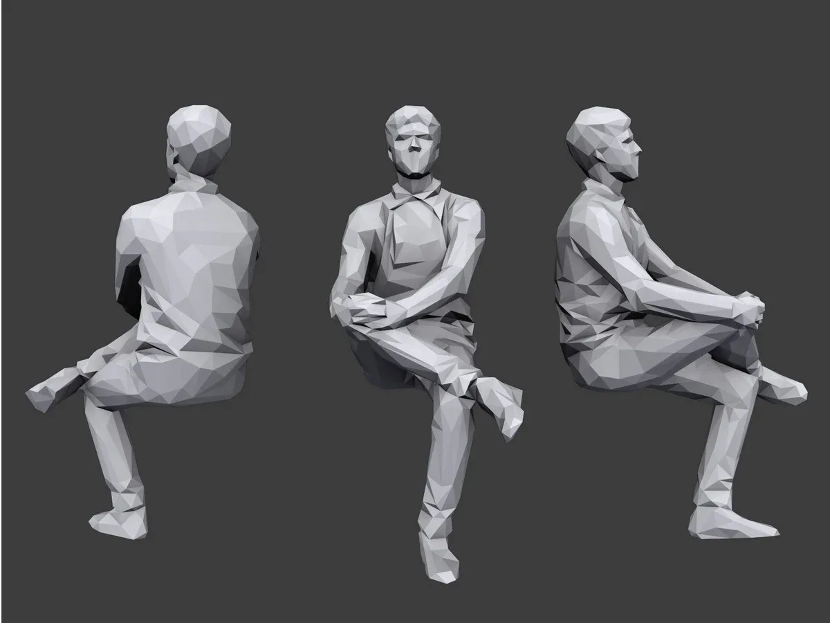 Lowpoly People Casual Sitting Pack Volume 2