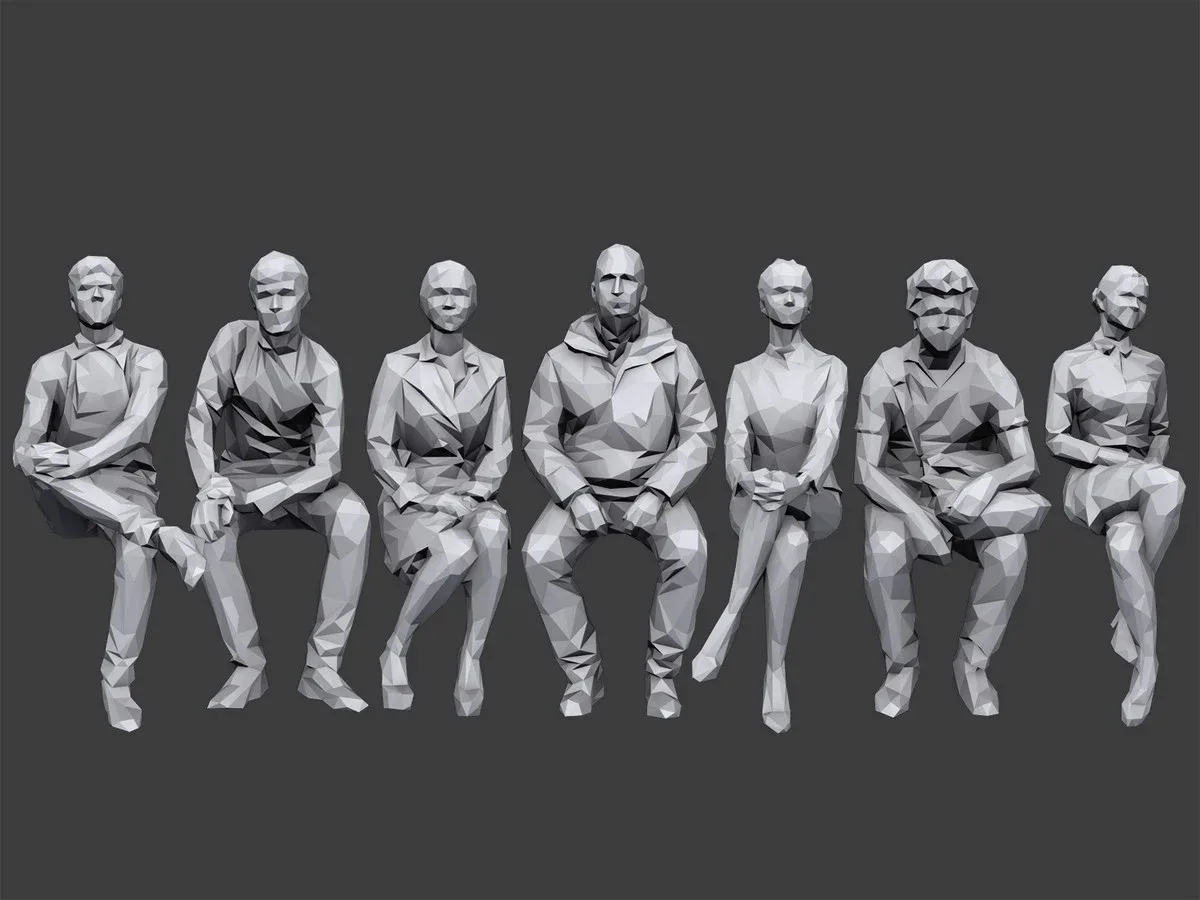Lowpoly People Casual Sitting Pack Volume 2