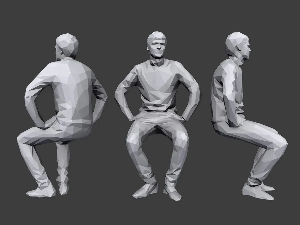 Lowpoly People Casual Sitting Pack Volume 3