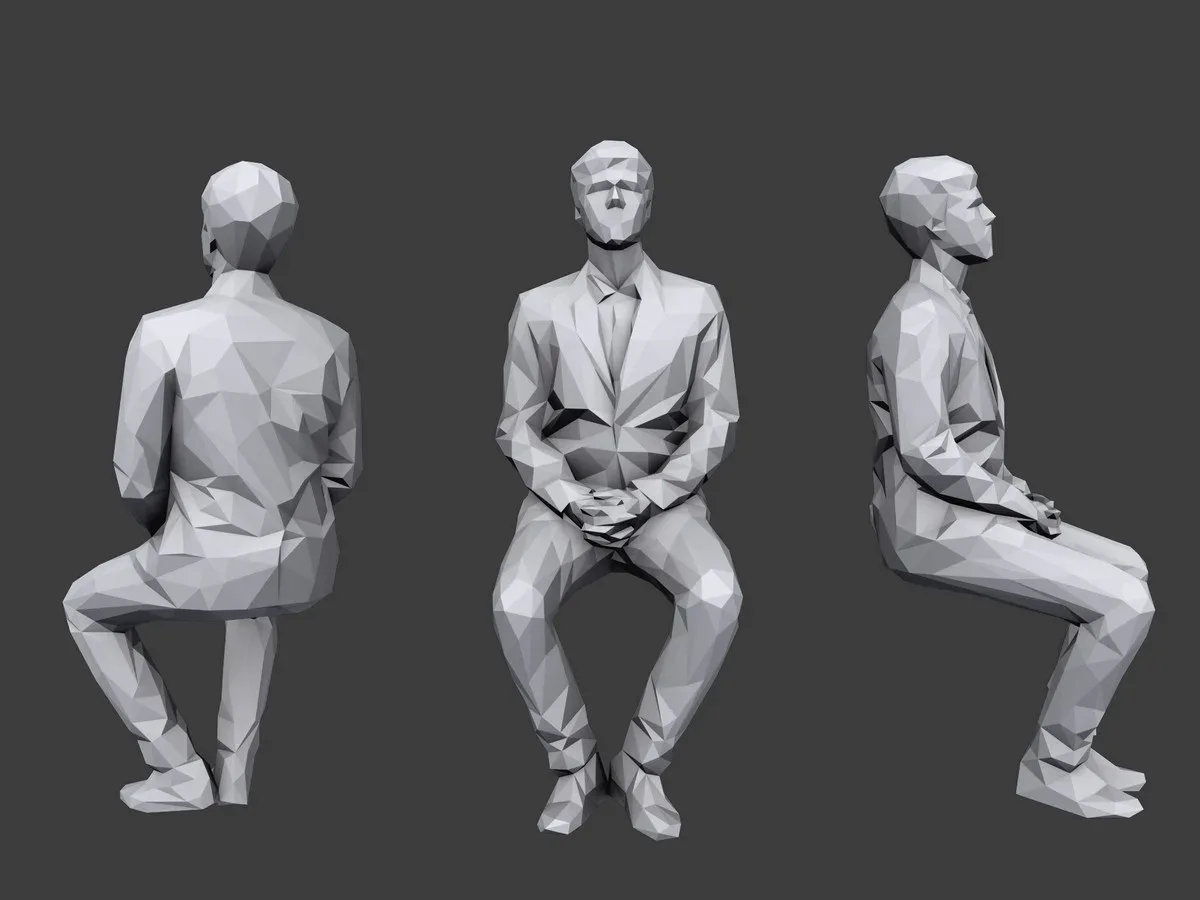 Lowpoly People Casual Sitting Pack Volume 3