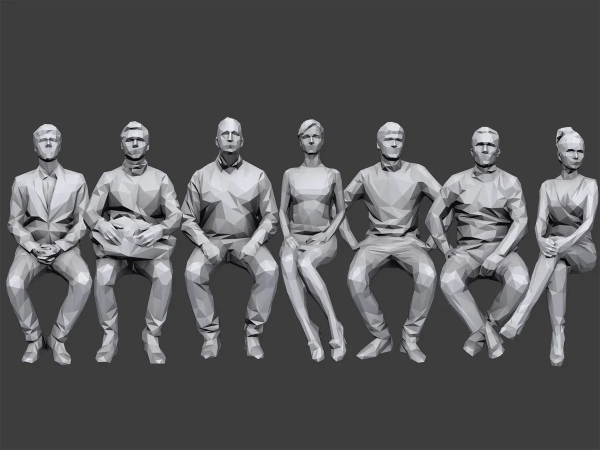 Lowpoly People Casual Sitting Pack Volume 3