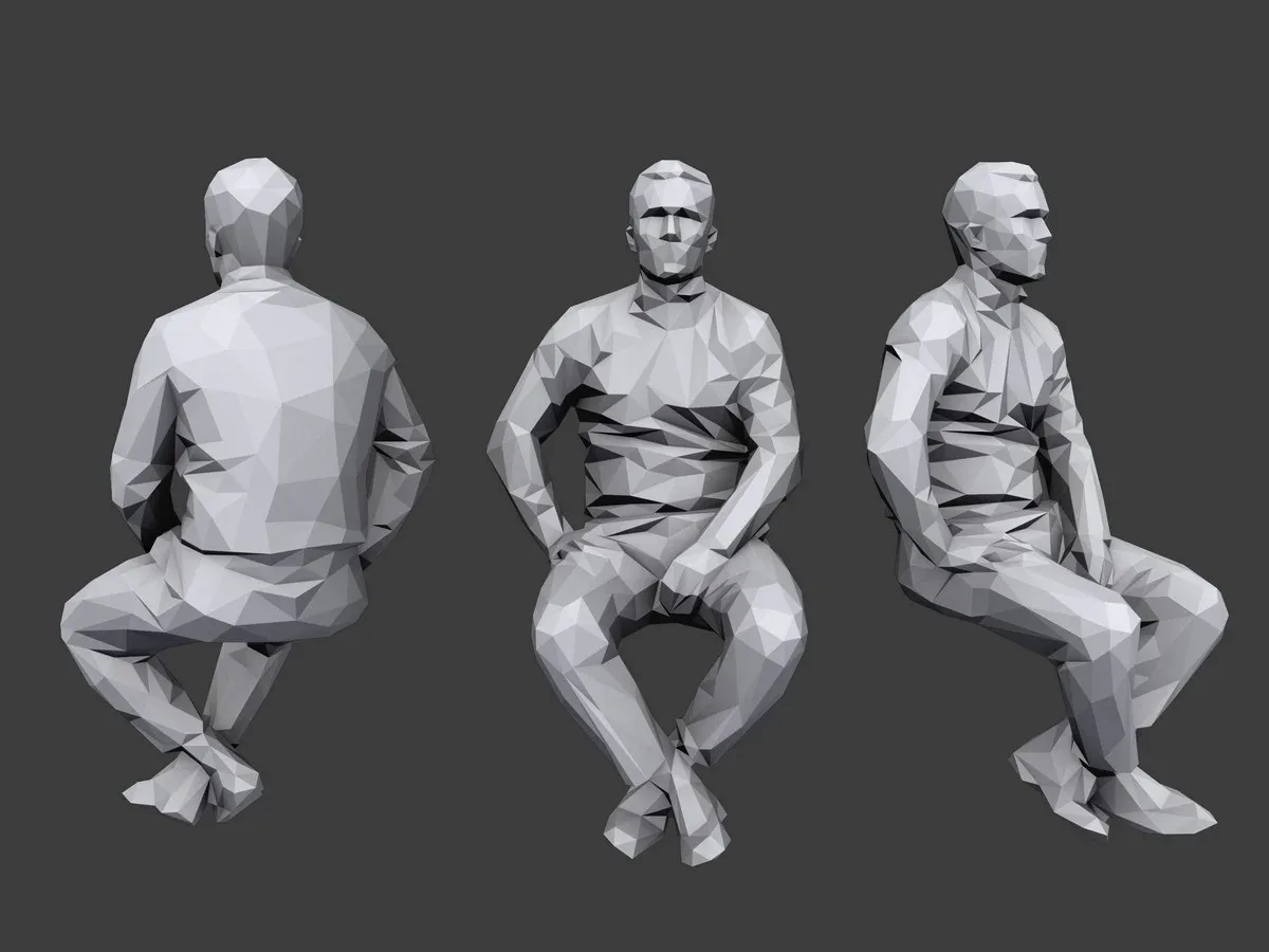 Lowpoly People Casual Sitting Pack Volume 3