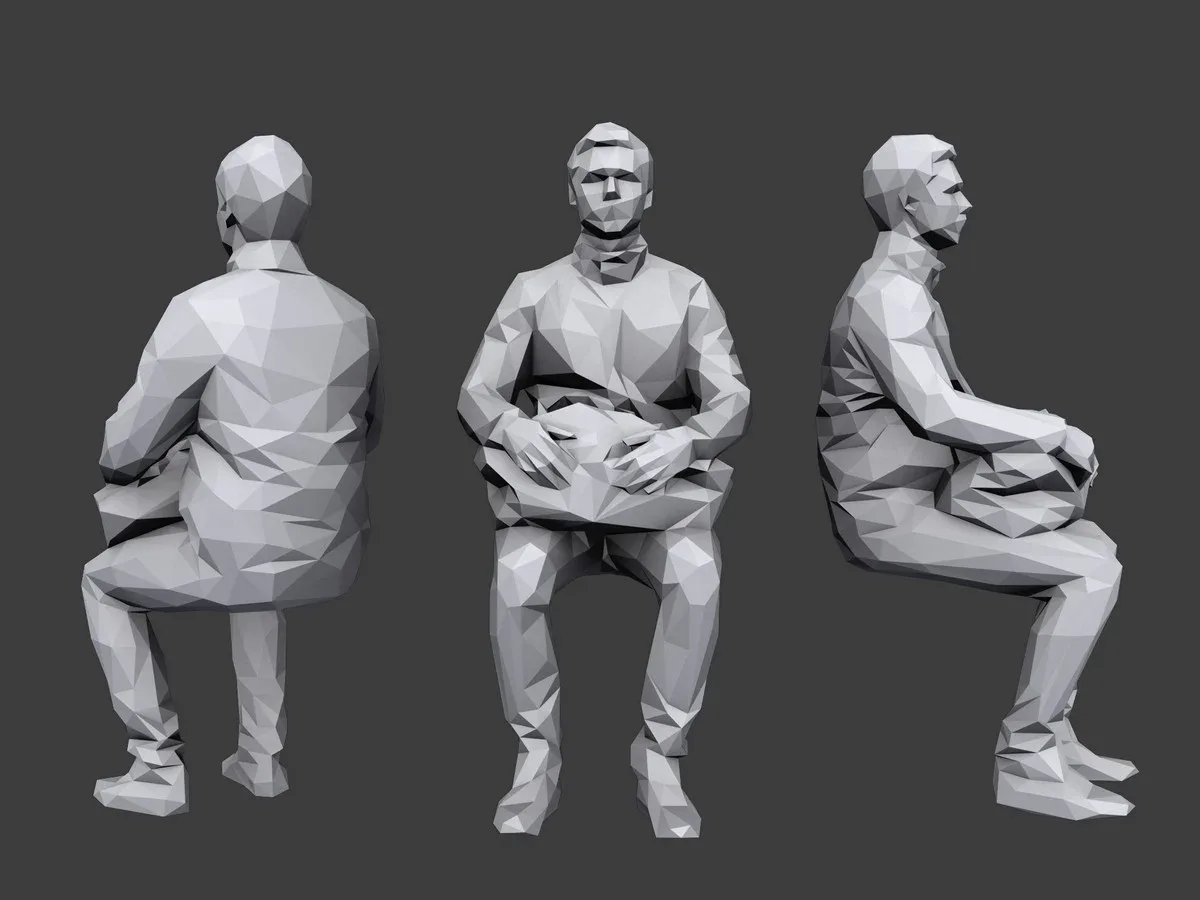 Lowpoly People Casual Sitting Pack Volume 3