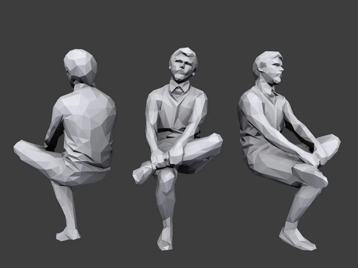 Lowpoly People Casual Sitting Pack Volume 4