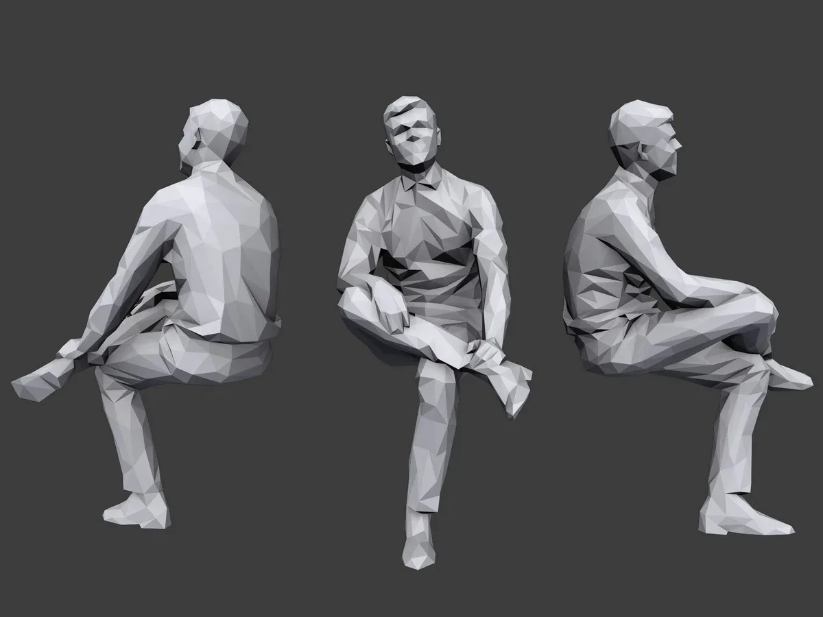 Lowpoly People Casual Sitting Pack Volume 4