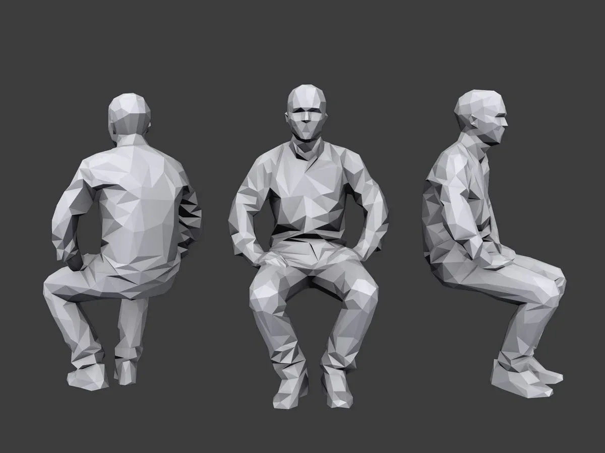 Lowpoly People Casual Sitting Pack Volume 4