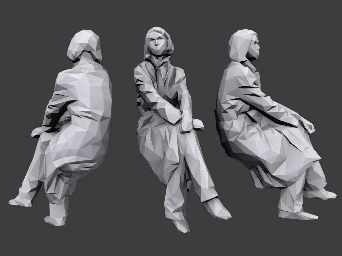 Lowpoly People Casual Sitting Pack Volume 4