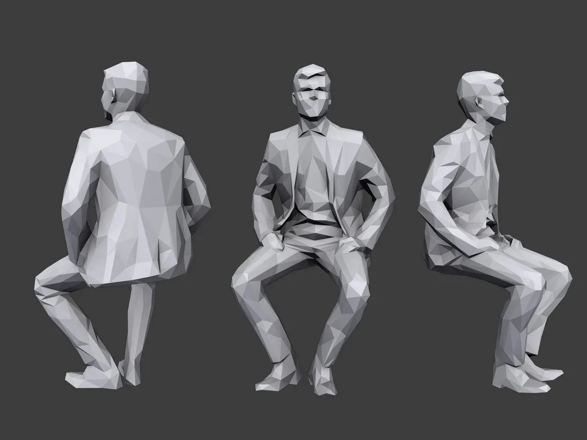 Lowpoly People Casual Sitting Pack Volume 4