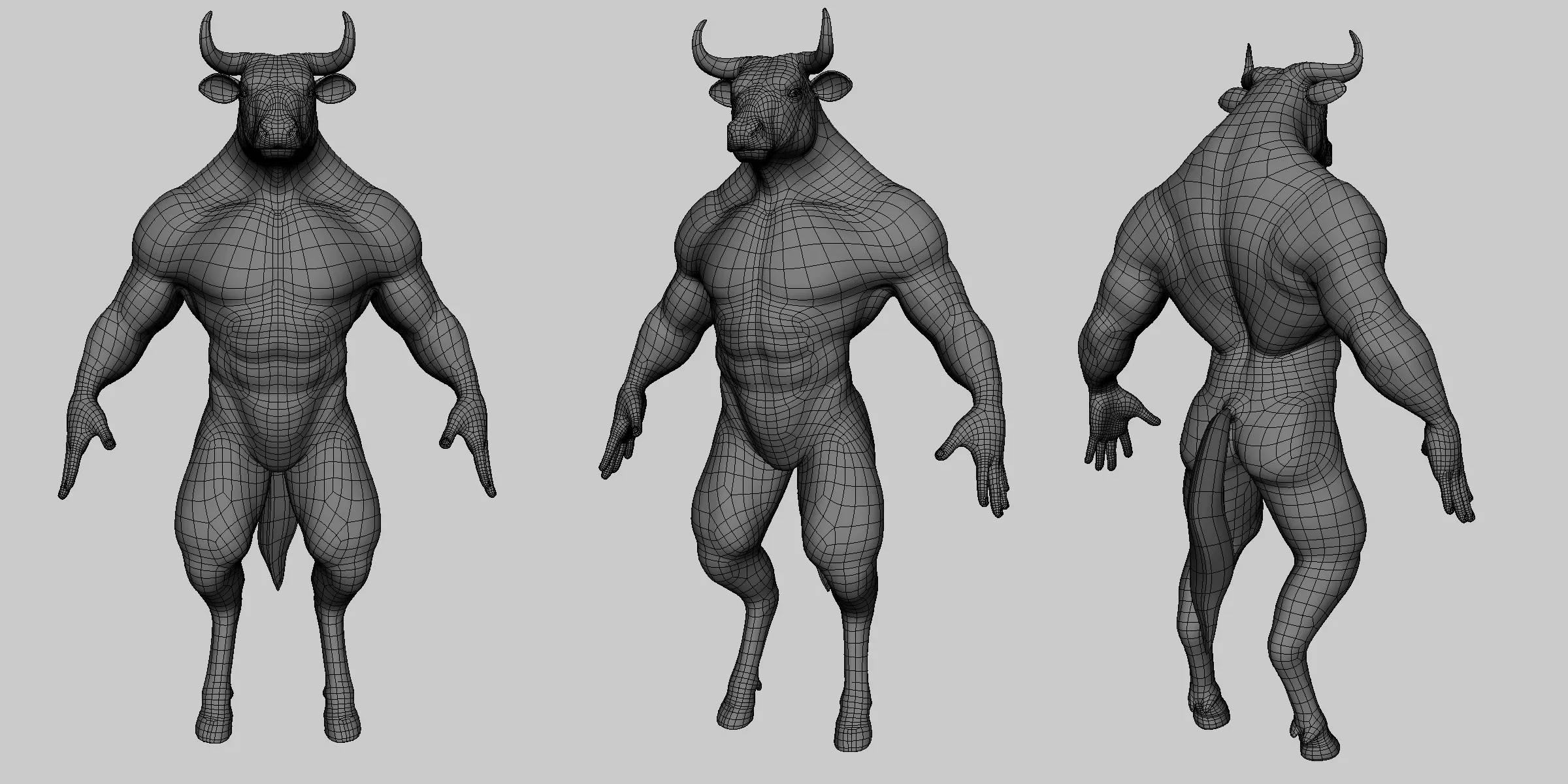 Minotaur Basemesh - Topology + UV Map