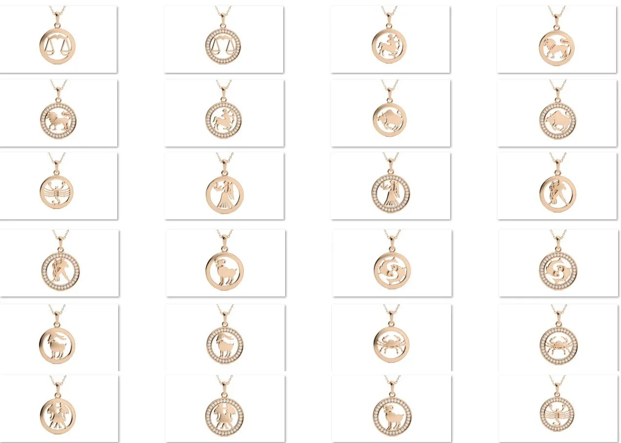 12 Zodiac Pendant Set