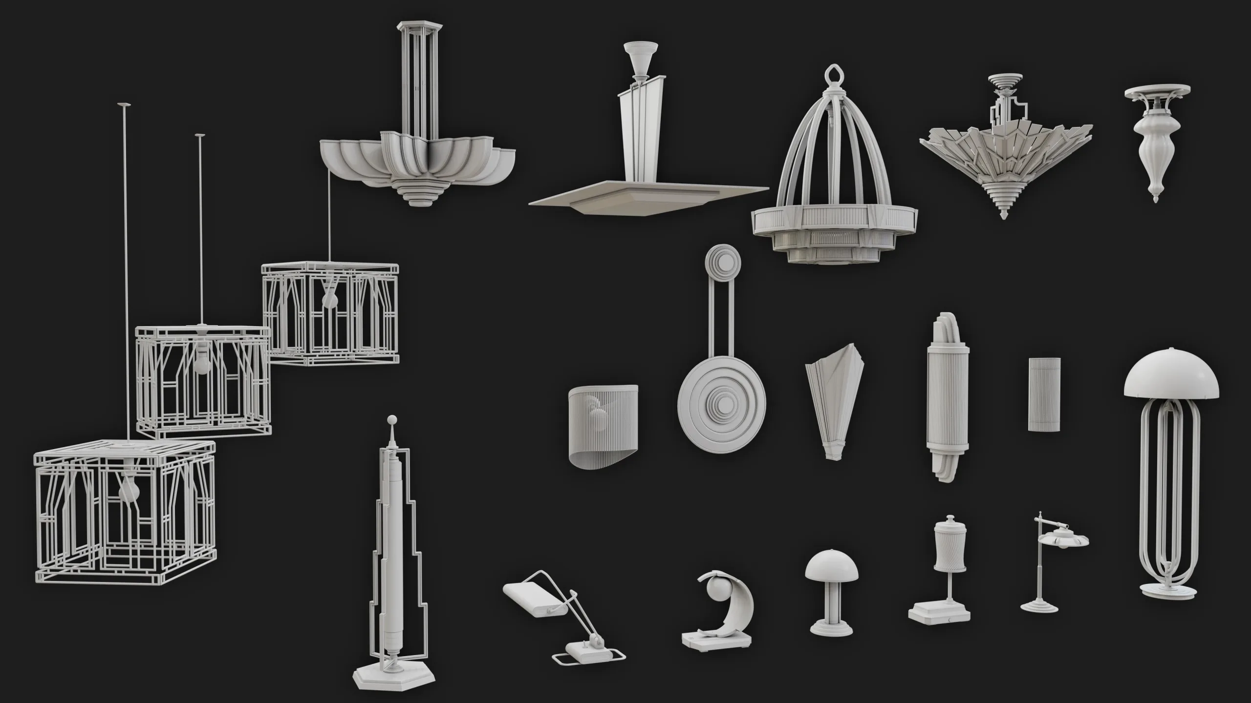 Art Deco Lamps - 3D Asset Pack