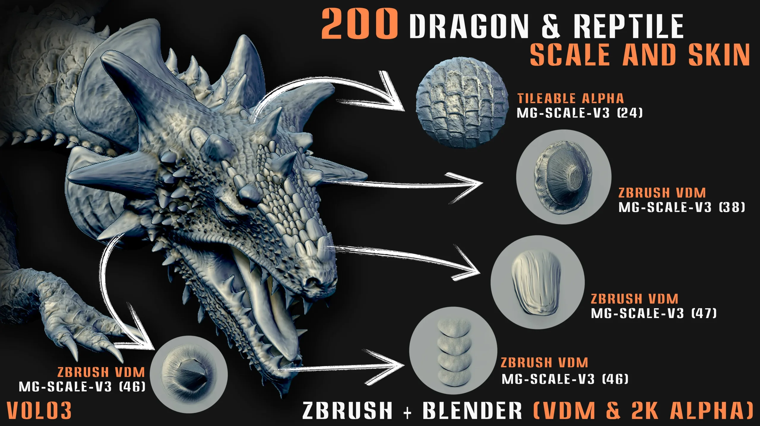 200 Dragon & Reptile Scale and Skin (VDM + Alpha) - Vol.03