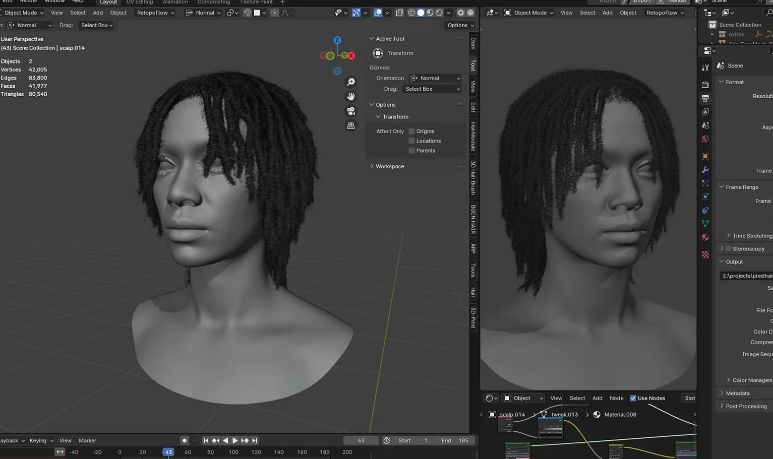 PixelHair Hairstyle - Dreads 012 (Hair for blender/ unreal engine / metahuman) Afro hair | Kinky hair | 4c Hair | African / African American Hair