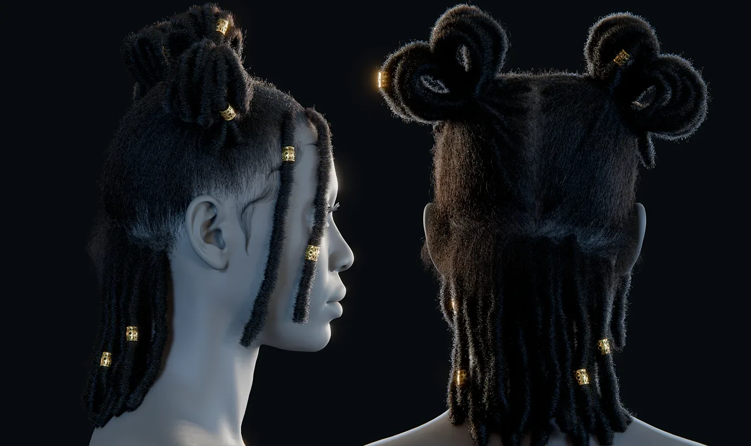 PixelHair Hairstyle - Dreads 013 (Hair for blender/ unreal engine / metahuman) Afro hair | Kinky hair | 4c Hair | African / African American Hair