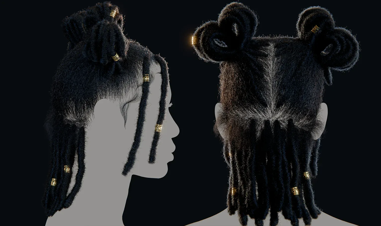 PixelHair Hairstyle - Dreads 013 (Hair for blender/ unreal engine / metahuman) Afro hair | Kinky hair | 4c Hair | African / African American Hair